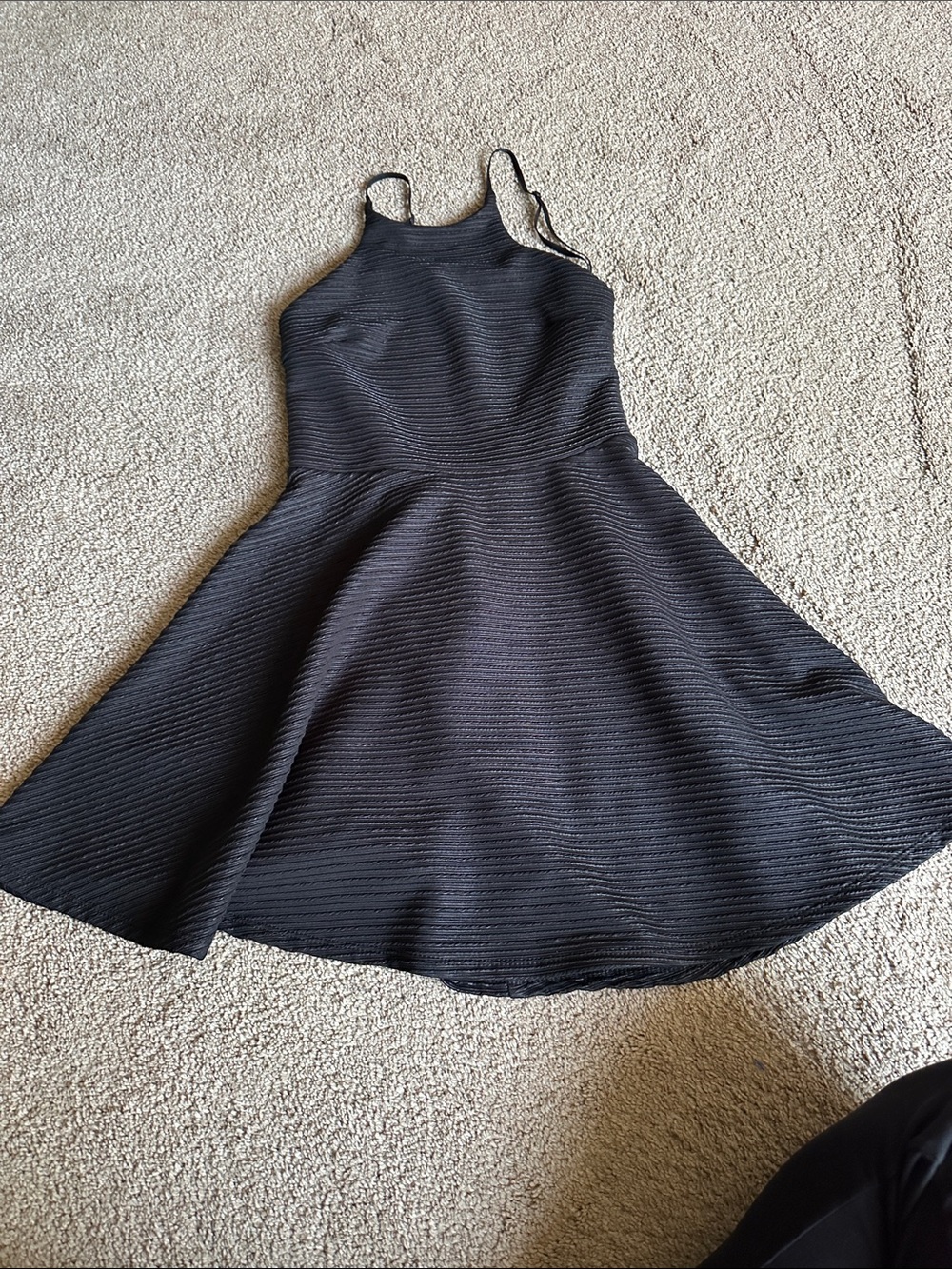 Dainty Hooligan Black Ribbed tank skater Mini Dress with Adjustable Straps